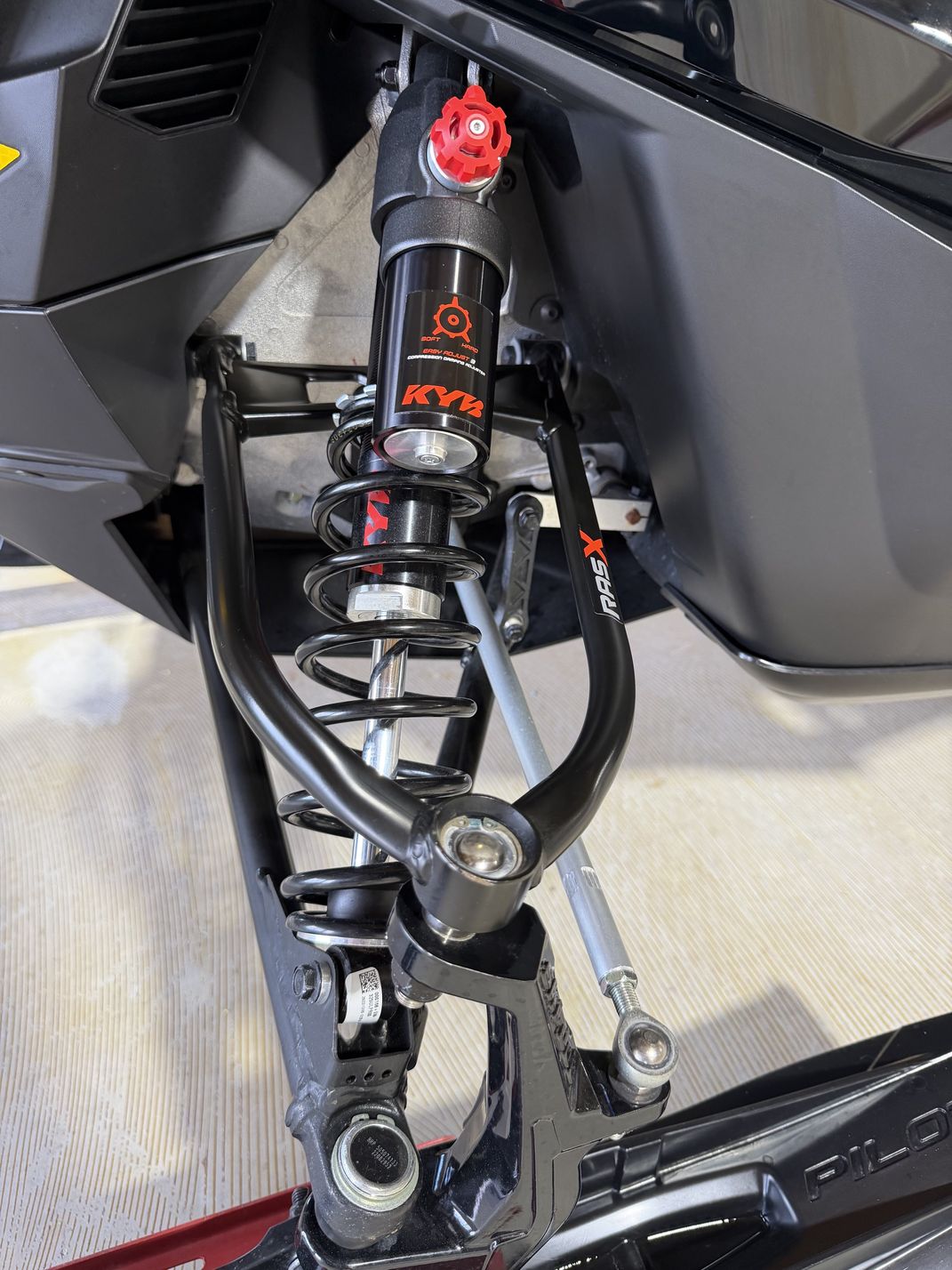 Front suspension shock on the 2023 Ski-Doo Renegade X-RS